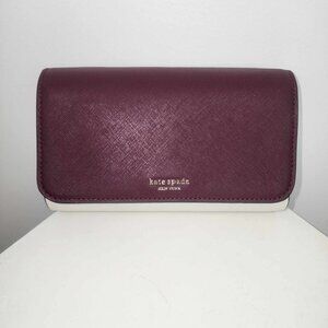 Kate Spade Madison Small Flap Crossbody in Maroon/Pink/White w/silver hardware
